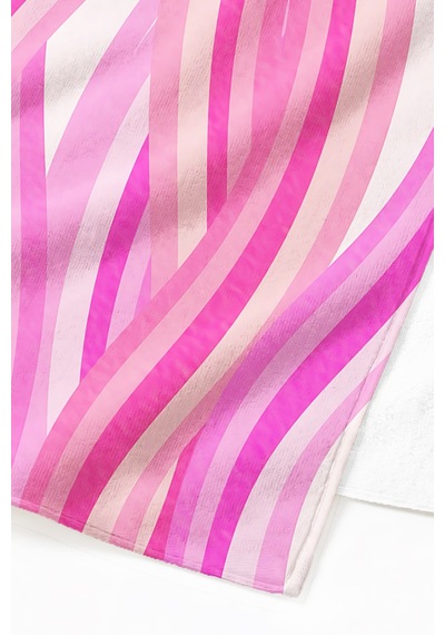 Zebra Desenli Pembe Çizgili Plaj Havlusu - Modern Resort Stil Hızlı Kuruyan Mikrofiber Havlu Çok Renkli