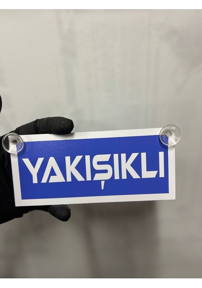 Mavi Renk Üzeri Beyaz Renk Yakışıklı Yazılı Vantuzlu Cam Süsü