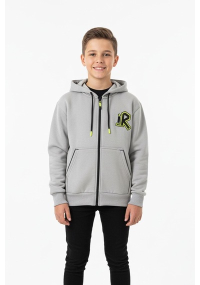 Kapüşonlu Fermuarlı Yandan Cepli Baskılı %100 Pamuk 2 İplik Mevsimlik Erkek Çocuk Sweatshirt-90937 Gri Kapüşonlu Fermuarlı Yandan Cepli Baskılı %100 Pamuk 2 İplik Mevsimlik Erkek Çocuk Sweatshirt-90937 Gri