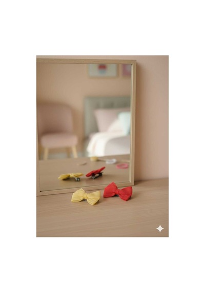 Kız Çocuk Sarı Kırmızı Kurdele Hediyelik Klips 6 Cm Toka Seti Sarı