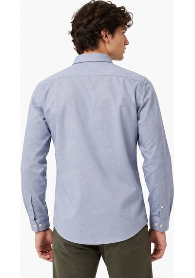 Lacoste Mens Slim Fit Gray Cotton Shirt Dar Kesim Pamuklu Erkek Gömlek Gri