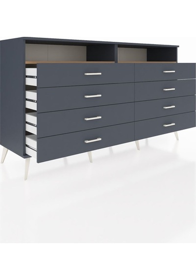 Hyperion Konsol 2 Raflı 8 Çekmeceli 176x44x99 Antrasit-çam/antrasit Antrasıt/atlas Çam - Antrasıt