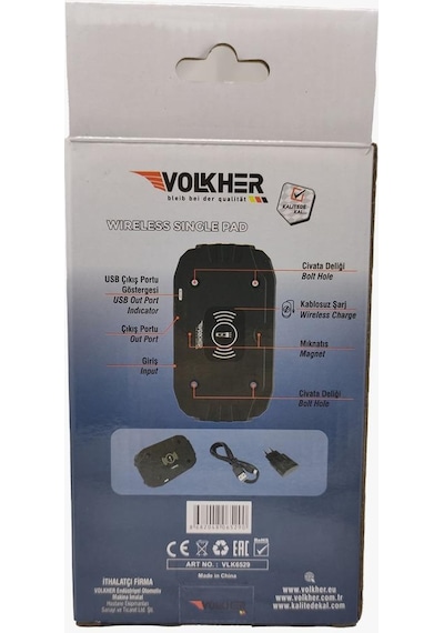 Volkher Led Lamba + Wireless Temassız Şarj Cihazı