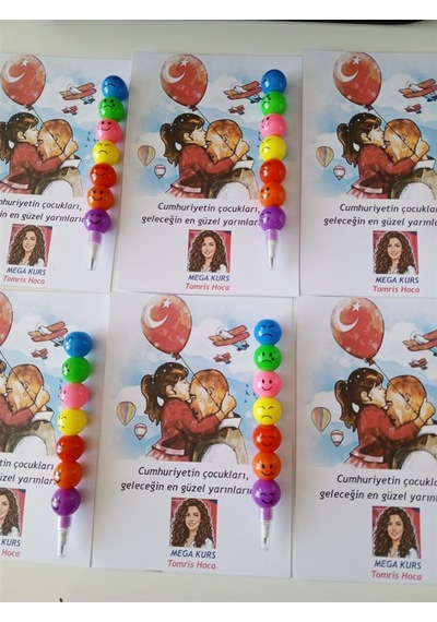 Farklı Market 23 Nisan Kurumsal Yumurtlayan Emoji Kalem 35 Adet Çok Renkli
