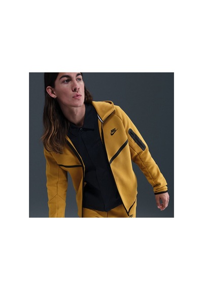 Nike Tech Fleece Tam Fermuarlı Kapüşonlu Sarı