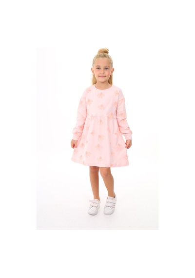 Toontoy Kids Toontoy Kız Çocuk Baskılı Elbise Pudra