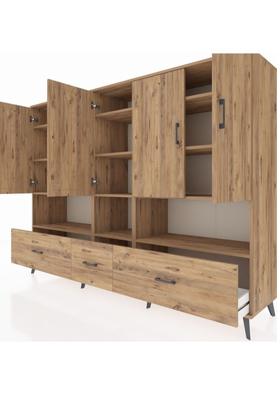 Hyperion Dolap 12 Raflı 3 Çekmeceli 5 Kapaklı 220x44x163 Çam-çam Çam-çam Hyperion Dolap 12 Raflı 3 Çekmeceli 5 Kapaklı 220x44x163 Çam-çam Çam-çam