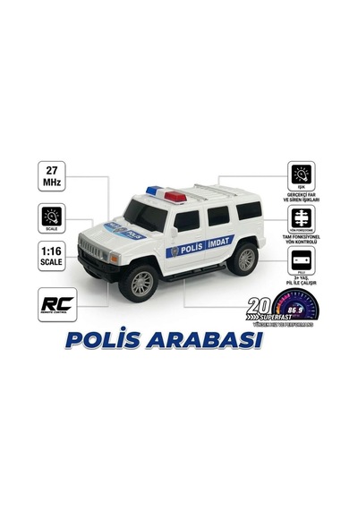 Kumandalı Polis Suv: Işıklı, Sirenli, Pilli Ve Tam Fonksiyonlu Oyuncak Araba Çok Renkli