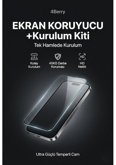 Ultra Clear iPhone 17 Pro - Pro Max Uyumlu Ekran Koruyucu Otomatik Kurulum Kiti 45kg Dayanıklı Hd Şeffaf Temperli Cam - iPhone 17 Pro Max