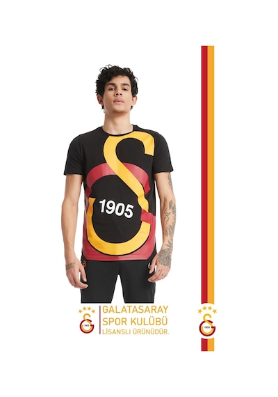 Gsstore Galatasaray Lisanslı Büyük Logolu Kişiye Özel T-shirt Hediyelik Ahşap Kutulu Siyah