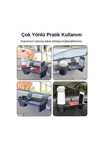 Araç İçi Düzenleyici Aksesuar Seti 3 Parça Şeffaf Ön Cam Kartlık+ Yeşil Dikiz Aynası Kılıfı+yan Kapı Organizeri Bardaklık