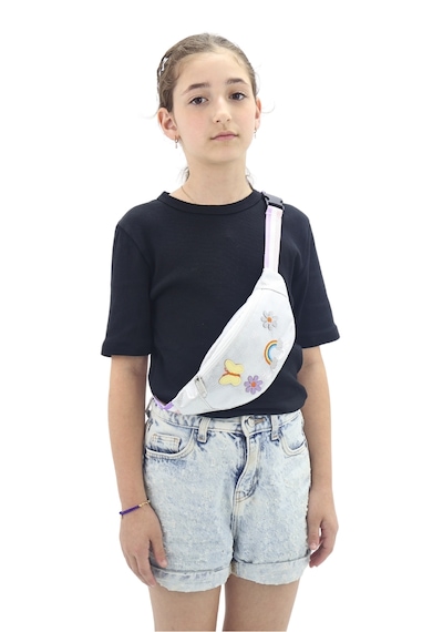 İcone Bag Kız Çocuk Kelebek, Çicek Detaylı Fermuarlı Bel Çantası, Çocuk Bel Çantası Pembe