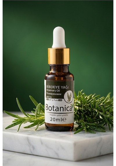 Botanica %100 Saf Biberiye Yağı Saç Uzatma Kök Besleyici Güçlendirici Doğal Uçucu Bitkisel Bakım 20 Ml 20 ML