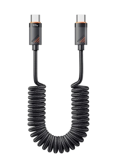 Essager Pd 100w Type-c To Type-c 1.8m Yaylı Spiral Data Ve Hızlı Şarj Kablosu, Kopmaz, Karışmaz Kablo