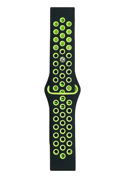Newface - 20 - Watch 20mm Spor Delikli Kordon - Edntrend - - Siyah-yeşil