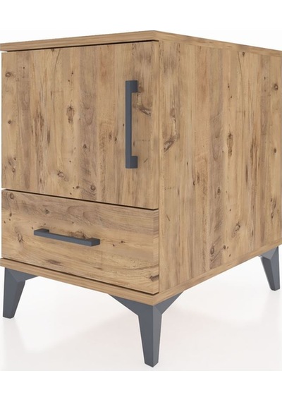 Kronos Komodin 2 Raflı Tek Çekmeceli Tek Kapaklı 44x59x64 Çam-çam Atlas Çam