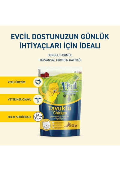 Tavuklu Kuru Kedi Maması Yetişkin 500 Gr