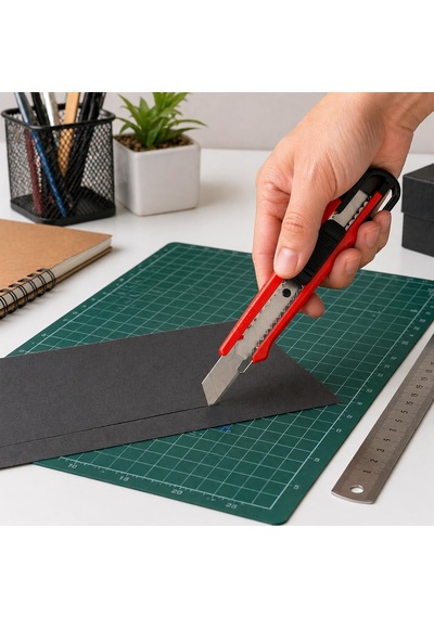 Mini Falçata Seti 9mm Maket Bıçağı + 10 Adet Yedek Bıçak Küçük Boy Kesici Falçata Hassas Kesim Karton Kağıt