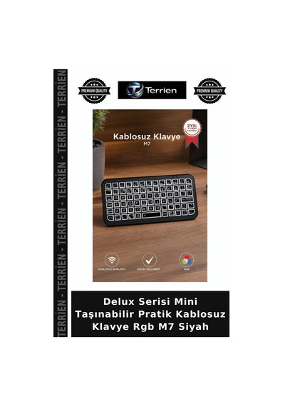Delux Serisi Mini Taşınabilir Pratik Kablosuz Klavye Rgb M7 Siyah