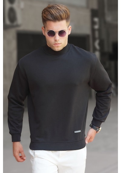 Madmext Siyah Balıkçı Yaka Sweatshirt 5301 Siyah