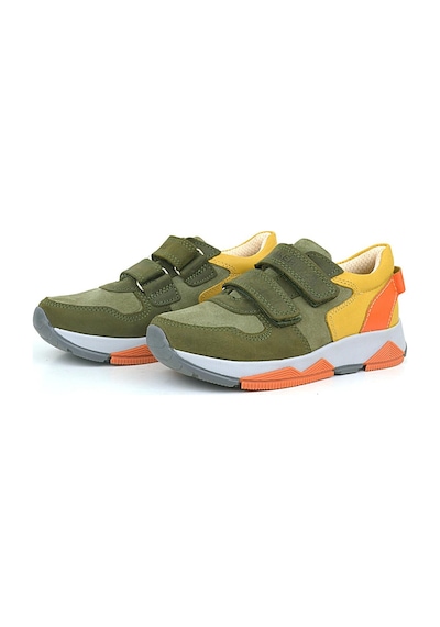 Rakerplus Hakiki Deri Haki Turuncu Sarı Çocuk Sneakers Spor Ayakkabı