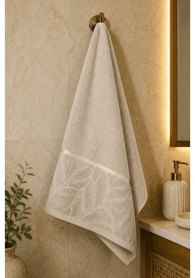 El Yüz Havlusu 50x90 Cm Kısmi Kadife Lunaria Collection 230 Gr Bej