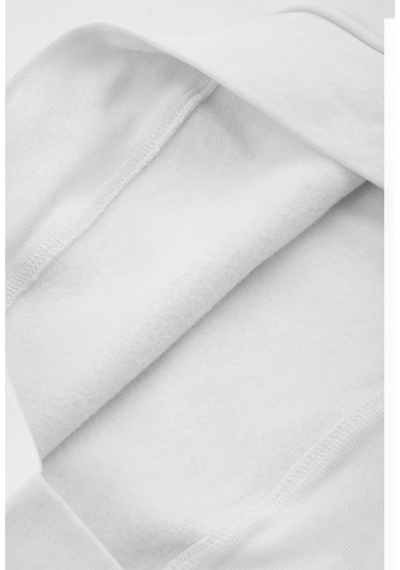 Deepsea Erkek Beyaz Relax Fit İçi Polarlı %100 Pamuk Yarım Fermuarlı Dik Yaka Sweatshirt 2600760 Beyaz