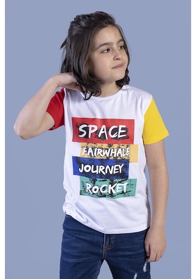 Toontoy Kids Toontoy Erkek Çocuk Baskılı Bisiklet Yaka Kısa Kollu Tişört - Renk Bloklu Beyaz Toontoy Kids Toontoy Erkek Çocuk Baskılı Bisiklet Yaka Kısa Kollu Tişört - Renk Bloklu Beyaz