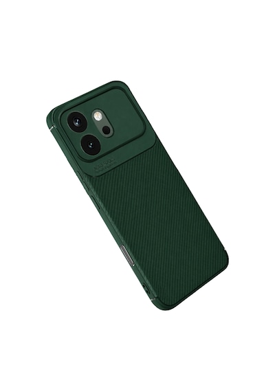 Huawei Honor 600 Uyumlu Auto Focus Karbon Kapak - Koyu Yeşil