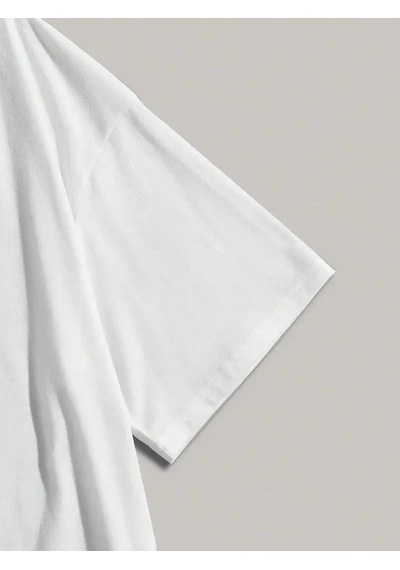 Kadın Kısa Kol Tişört Bisiklet Yaka Angel Melek Kanadı Baskılı T-shirt - Beyaz