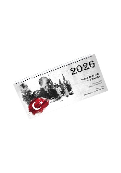 2026 Atatürk Haftalık Masa Takvimi Masa Sümeni Büyük Boy 33x16 Cm Tek Renk