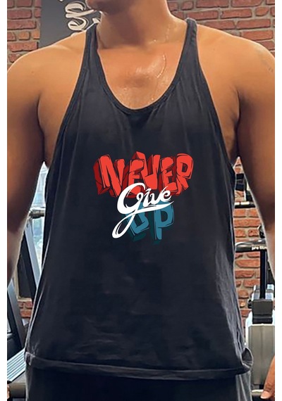 Bluu 3d Gym Fitness Tank Top Sporcu Atleti Siyah