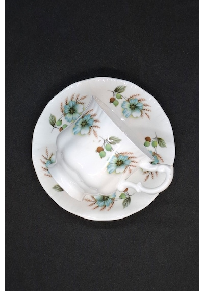 Mayfair Pottery Vintage Duble Kahve Fincanı 2 Parça 160 Ml Mavi-beyaz