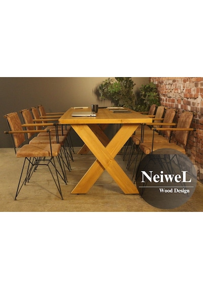 Neiwel Odes Doğal Ahşap Toplantı Masası x 80 x 200 Açık Ceviz
