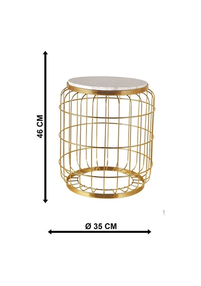 Camellia Sehpa Gold Kaplama Mermer Altın