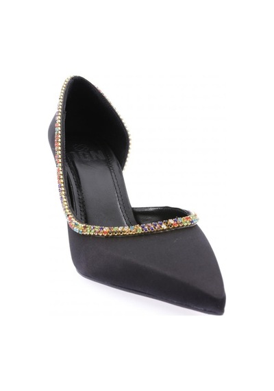 Dgn 1328 Kadin Transparan Detayli Stiletto 1328-2150-R1671 Siyah Saten