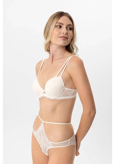 Pierre Cardin Dantelli Soft Push Up Sütyen Takım Sütlü Kahve Sütlü Kahverengi