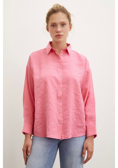 Never More Basic Modal Gömlek Pembe Pembe