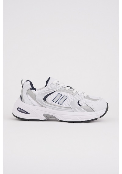 Muggo Shift Kadın Kalın Taban Bağcıklı Günlük Sneaker Spor Ayakkabı Beyaz