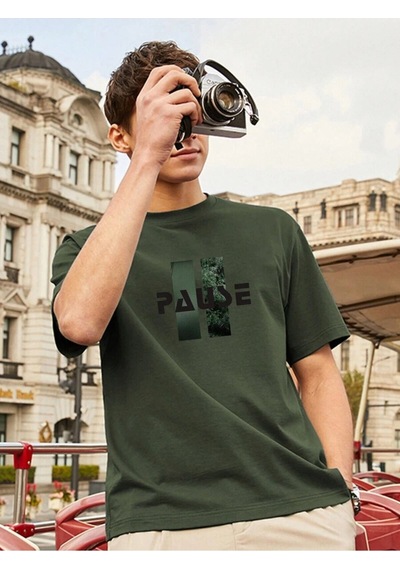Flood Of Style Erkek Örme Pause Basklı Yeşil