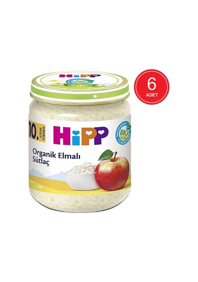 Hipp Organik Elmalı Sütlaç 10+ Ay Kavanoz Maması 6 x 200 G