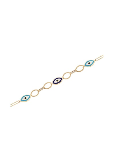 Diamond Line - Gülaylar - Sarı Altın 14 Ayar Nazar Boncuğu Bilekl Standart N11.21799 Sarı Altın
