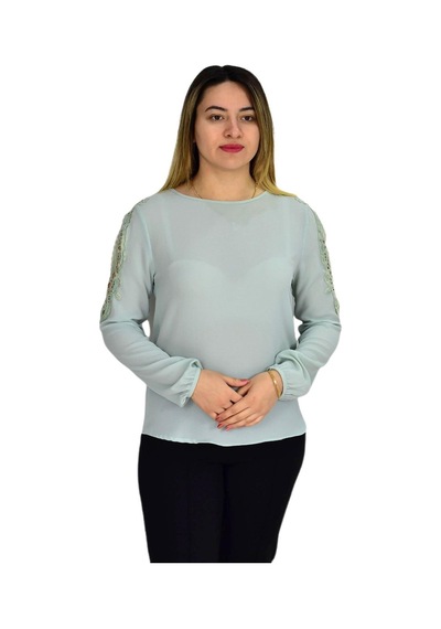 Kadın Kol Güpürlü Bluz Ry-17570 001
