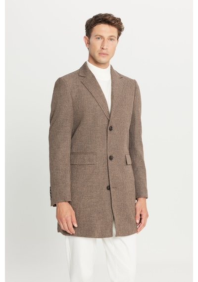 AC&Co / Altınyıldız Classics Erkek Kahverengı Standart Fit Normal Kesim Mono Yaka Armürlü Kapak Cepli Palto Kahverengi AC&Co / Altınyıldız Classics Erkek Kahverengı Standart Fit Normal Kesim Mono Yaka Armürlü Kapak Cepli Palto Kahverengi
