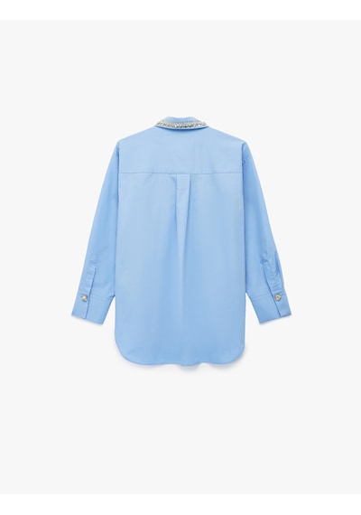 Koton Koton X Melis Ağazat - Uzun Kollu Yakası Taş Detaylı Oversize Poplin Gömlek Mavi 6wak60062ew Mavi Koton Koton X Melis Ağazat - Uzun Kollu Yakası Taş Detaylı Oversize Poplin Gömlek Mavi 6wak60062ew Mavi