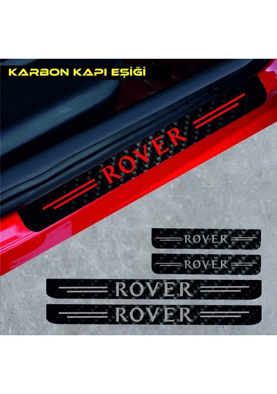 Rover 420 İçin Uyumlu Aksesuar Oto Kapı Eşiği Sticker Karbon 4 Adet Kırmızı