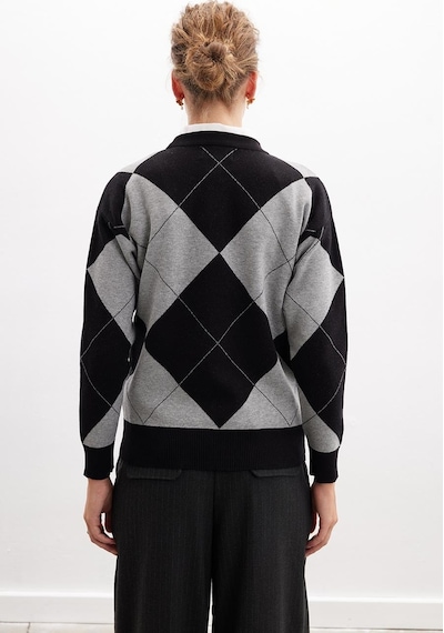 Styleboom X Peraluna Oxford Pullover Bisiklet Yaka Baklava Desen Kadın Triko Kazak - Siyah-siyah Siyah Styleboom X Peraluna Oxford Pullover Bisiklet Yaka Baklava Desen Kadın Triko Kazak - Siyah-siyah Siyah