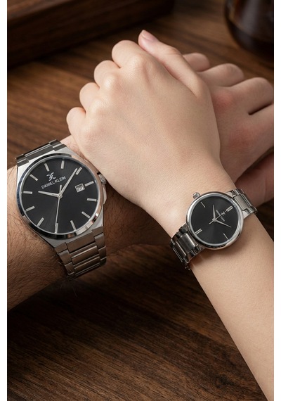 Daniel Klein 8682308394861 Çelik Kordonlu Elegant Sevgili Çift Kol Saatleri Siyah - Gümüş