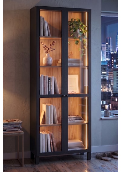 Robin Home Prime Temperli Cam Kapaklı Neon Led Işıklı Vitrin Büfe Kitaplık Ahşap Ayaklı 5 Raflı Sepet-siyah 183cm Robin Home Prime Temperli Cam Kapaklı Neon Led Işıklı Vitrin Büfe Kitaplık Ahşap Ayaklı 5 Raflı Sepet-siyah 183cm