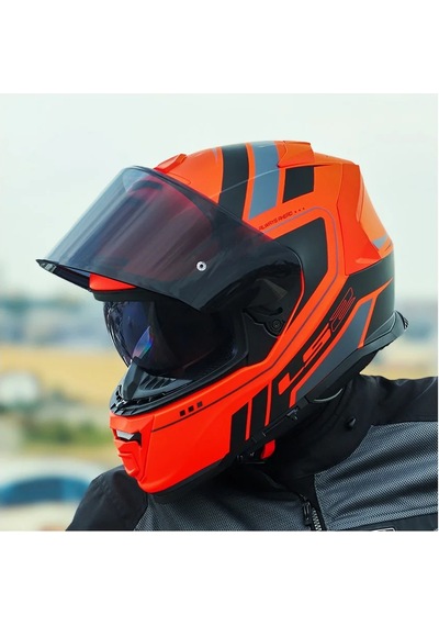 Ls2 Storm 2 Fist Full Face Motosiklet Kaskı Siyah Vizörlü Turuncu - Siyah